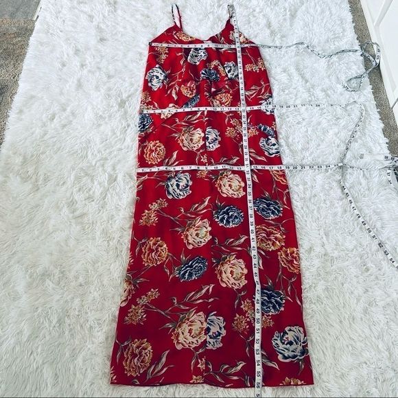 Romeo + Juliet Red Floral Flounce Maxi Dress S - Picture 12 of 14